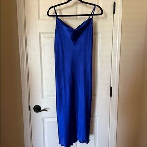 bebe Royal Blue Satin Slip Dress